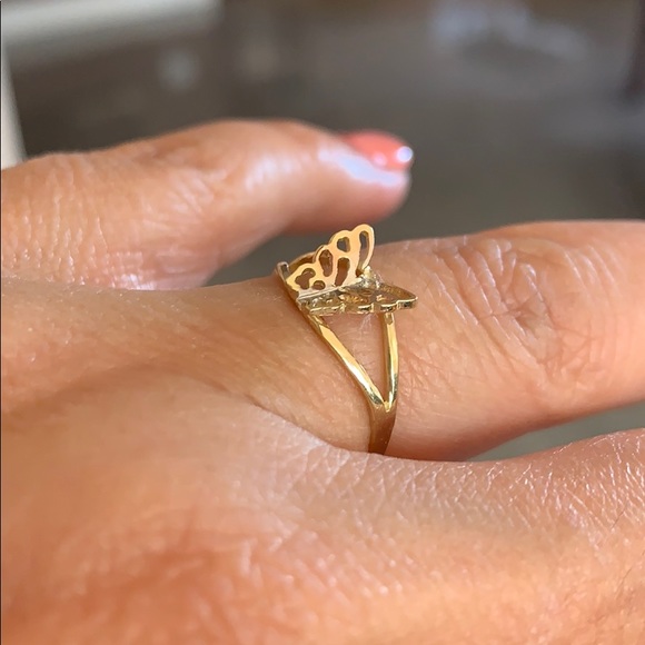 10K yellow Gold Butterfly Ring sizes 3 4 5 6 7 8 - Picture 4 of 8